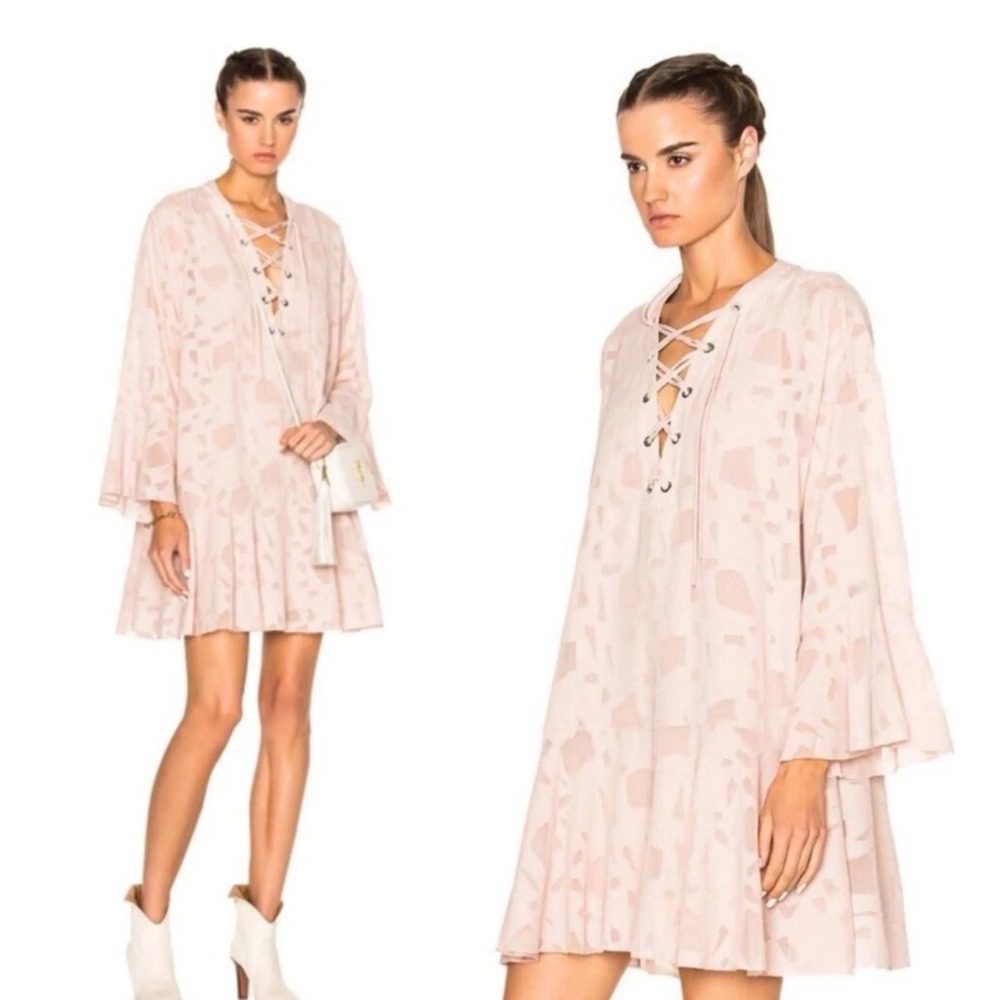IRO Ralene Dress Womens Peach Grommet Burnout Drop Waist Boho 36 US 4-6